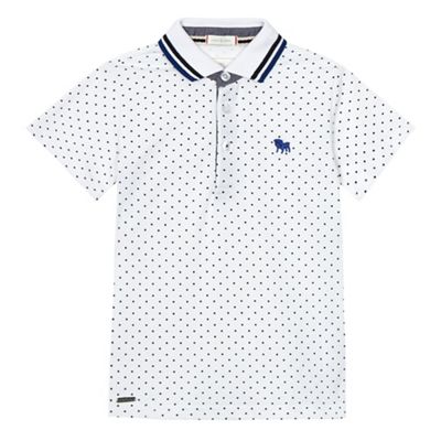 Boys' white spotted pique polo shirt